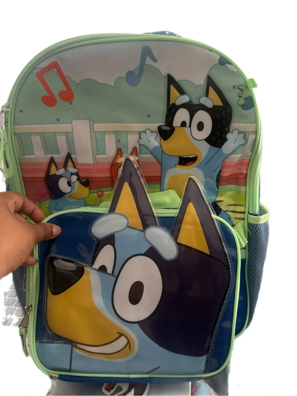 Bluey Kids Backpack with Playful Front Pocket - Blue & Lime